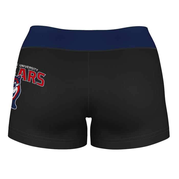 CSU Cougars Vive La Fete Game Day Logo on Thigh & Waistband Black & Navy Women Yoga Booty Workout Shorts 3.75 Inseam" - Vive La Fête - Online Apparel Store