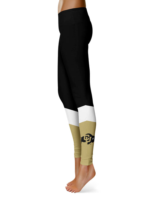 Women's Black/Gold George Mason Patriots Plus Size Side Stripe Yoga Leggings