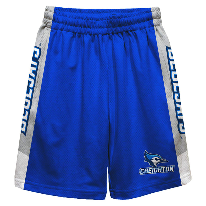 Creighton Bluejays Vive La Fete Game Day Blue Stripes Boys Solid Gray Athletic Mesh Short