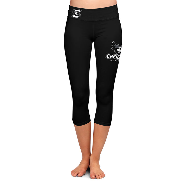 Creighton Bluejays Vive La Fete Game Day Collegiate Large Logo on Thigh and Waist Women Black Capri Leggings