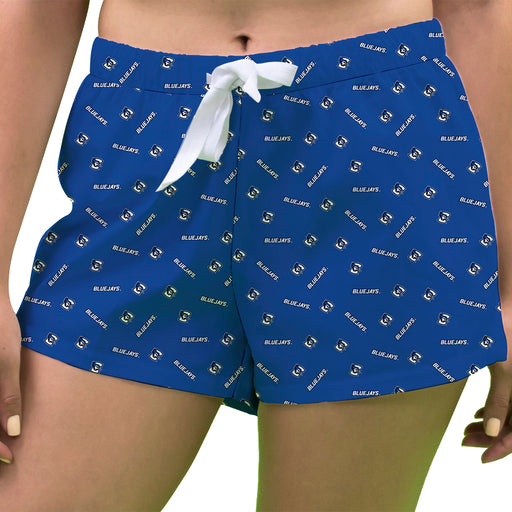 Creighton Bluejays Vive La Fete Game Day All Over Logo Women Blue Lounge Shorts