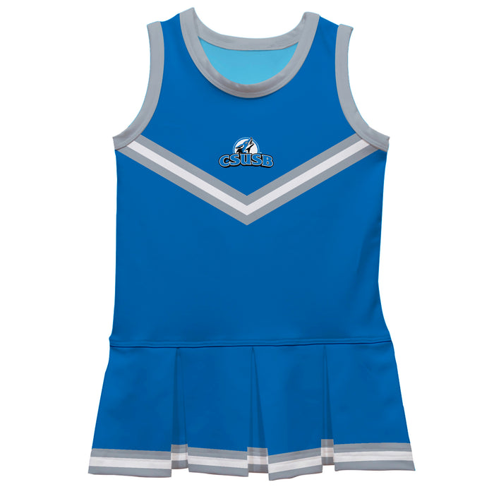 Cal State San Bernardino Coyotes CSUSB Vive La Fete Game Day Blue Sleeveless Cheerleader Dress