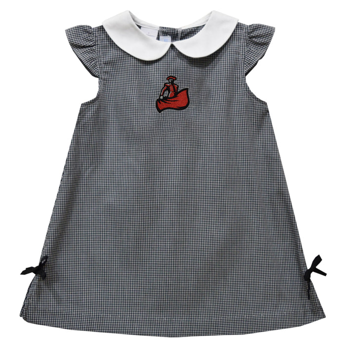 CSUN California State University Northridge Matadors Embroidered Black Gingham A Line Dress