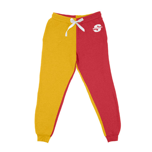 Cal State Stanislaus Warriors CSUSTAN Vive La Fete Color Block Womens Red Gold Fleece Jogger