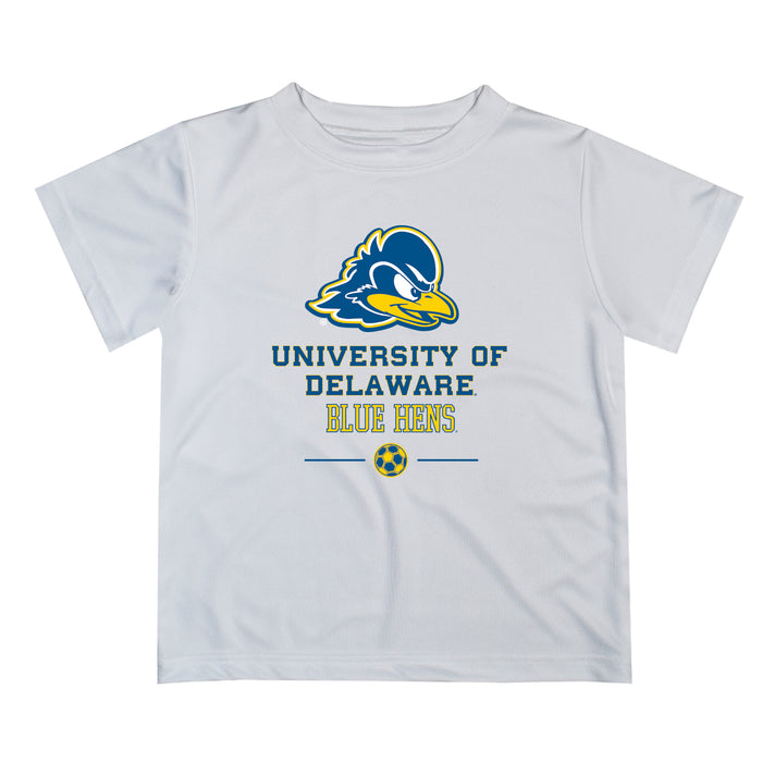 Delaware Blue Hens Vive La Fete Soccer V1 White Short Sleeve Tee Shirt