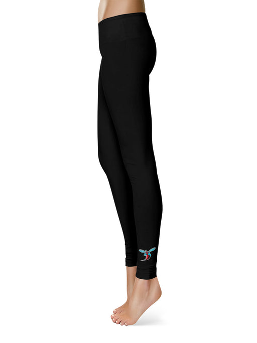 Delaware State Hornets Large Logo on Thigh Black Yoga Leggings for Women  2.5 Waist Tights