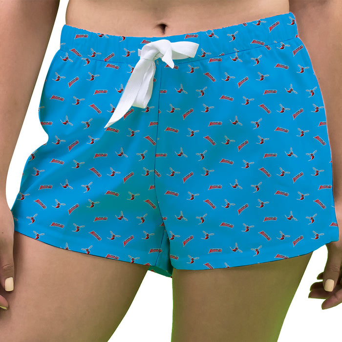 Delaware State Hornets Vive La Fete Game Day All Over Logo Women Blue Lounge Shorts