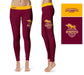 Cal State Dominguez Hills DH Toros Vive La Fete Collegiate Logo on Thigh Maroon Women Yoga Leggings 2.5 Waist Tights - Vive La Fête - Online Apparel Store