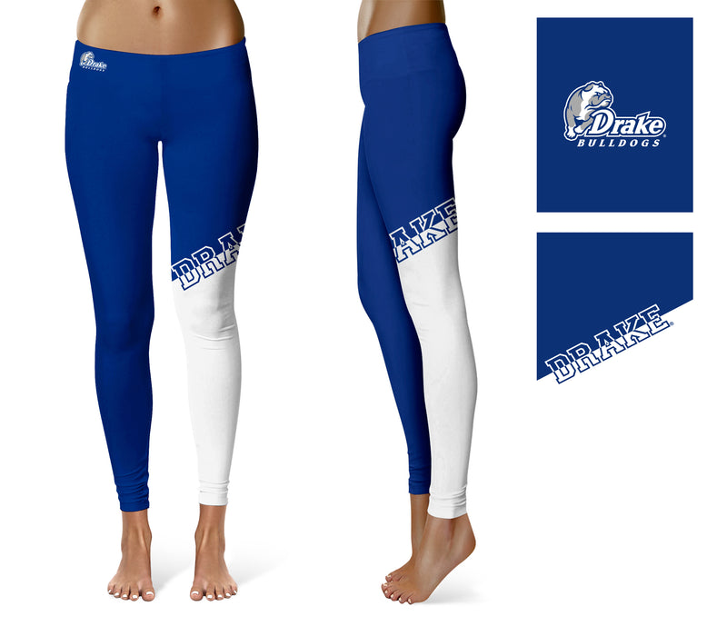 Drake University Bulldogs Vive La Fete Game Day Collegiate Leg Color Block  Women Blue White Yoga Leggings