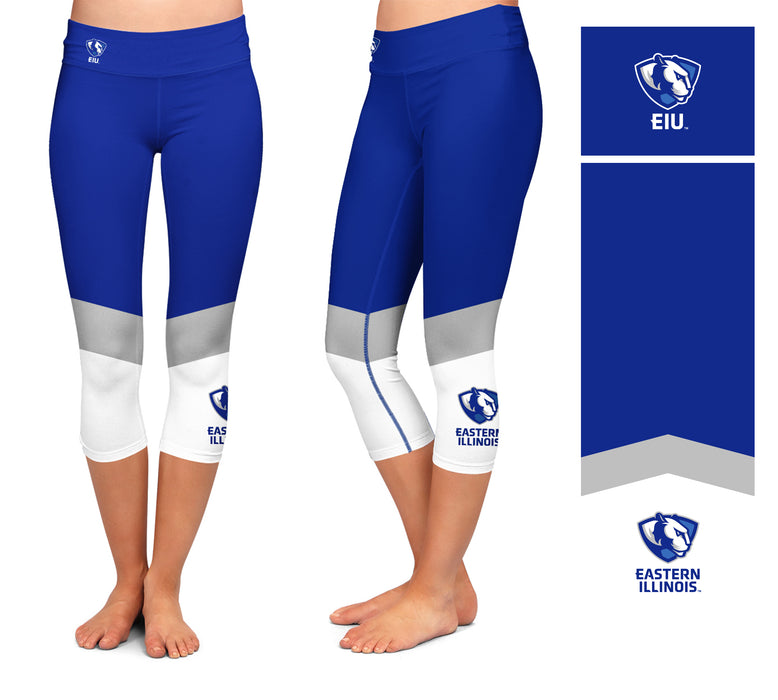 Eastern Illinois Panthers EIU Vive La Fete Game Day Collegiate Ankle Color Block Girls Blue White Capri Leggings - Vive La Fête - Online Apparel Store