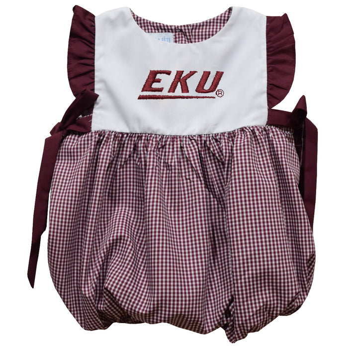 Eastern Kentucky Colonels EKU Embroidered Maroon Gingham Girls Bubble