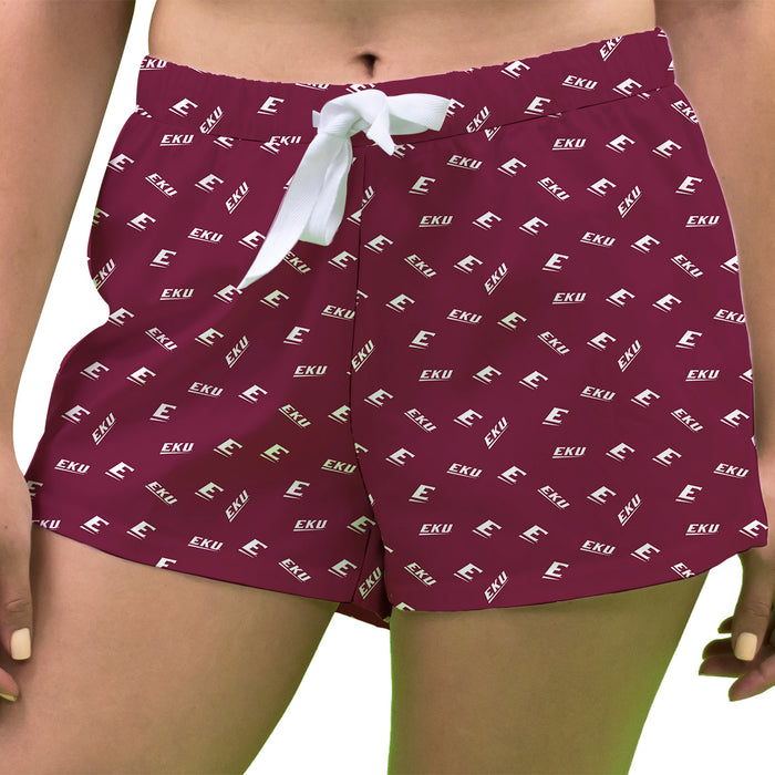 Eastern Kentucky Colonels EKU Vive La Fete Game Day All Over Logo Women Maroon Lounge Shorts