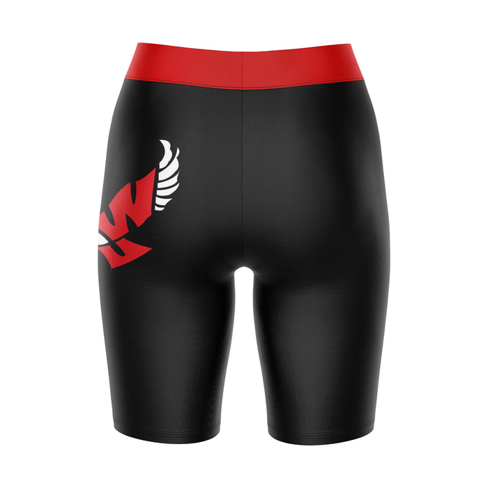 Eastern Washington Eagles EWU Vive La Fete Game Day Logo on Thigh and Waistband Black and Red Women Bike Short 9 Inseam - Vive La Fête - Online Apparel Store