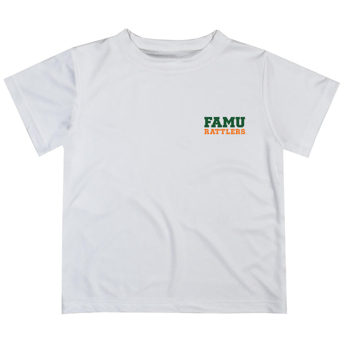 Florida A&M University Rattlers Hand Sketched Vive La Fete Impressions Artwork Boys White Short Sleeve Tee Shirt