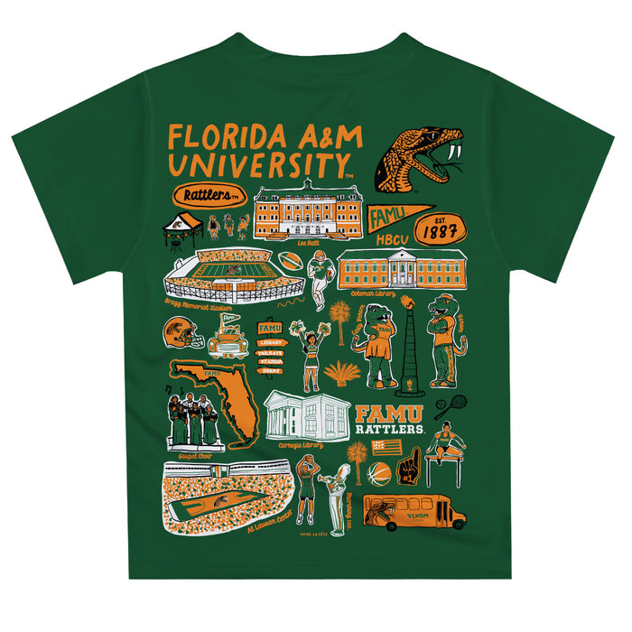 Florida A&M University Rattlers Hand Sketched Vive La Fete Impressions Artwork Boys Black Short Sleeve Tee Shirt - Vive La Fête - Online Apparel Store