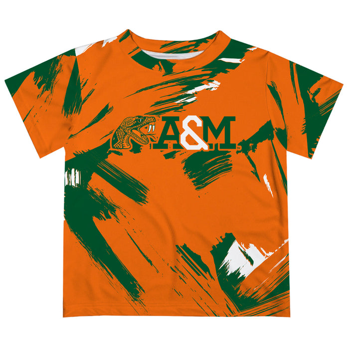 Florida A&M University Rattlers Vive La Fete Boys Game Day Orange Short Sleeve Tee Paint Brush