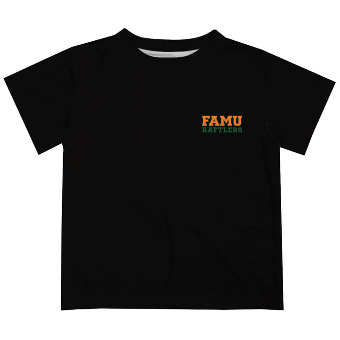 Florida A&M University Rattlers Hand Sketched Vive La Fete Impressions Artwork Boys Black Short Sleeve Tee Shirt