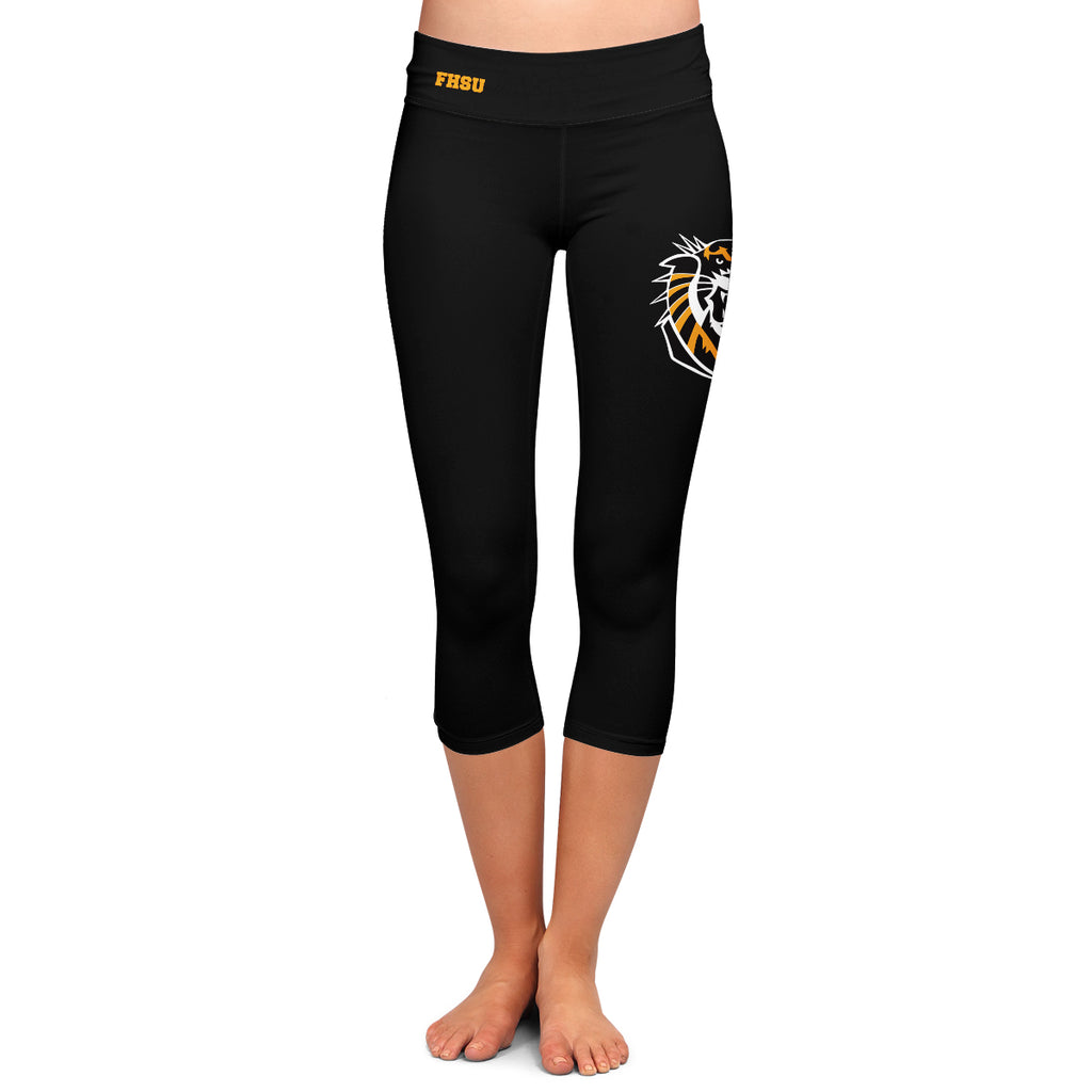 NIU Huskies Vive La Fete Game Day Collegiate Large Logo on Thigh and Waist Women  Black Capri Leggings2XL