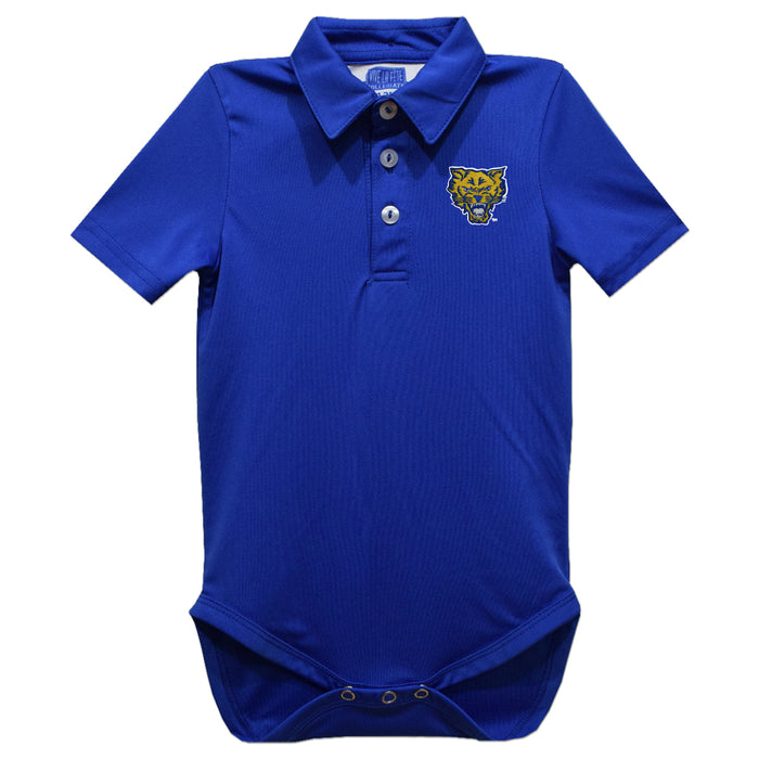 Fort Valley State Wildcats FVSU Embroidered Royal Solid Knit Polo Onesie