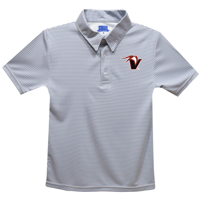 Hawaii Hilo Vulcans Embroidered Gray Stripes Short Sleeve Polo Box Shirt