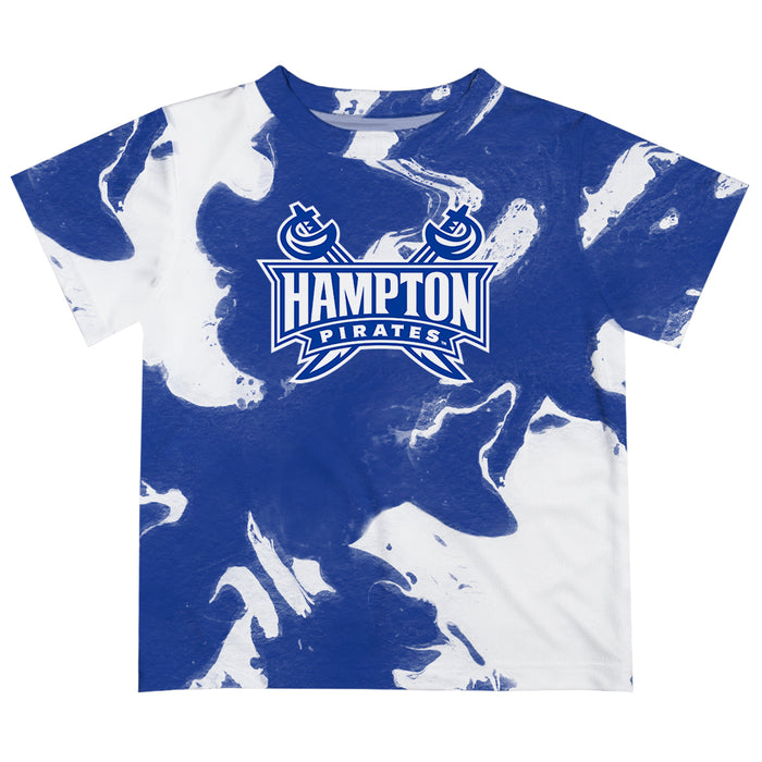 Hampton University Pirates Vive La Fete Marble Boys Game Day Blue Short Sleeve Tee