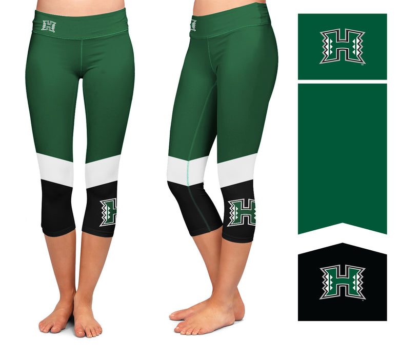 Hawaii Warriors Vive La Fete Game Day Collegiate Ankle Color Block Women Green Black Capri Leggings - Vive La Fête - Online Apparel Store
