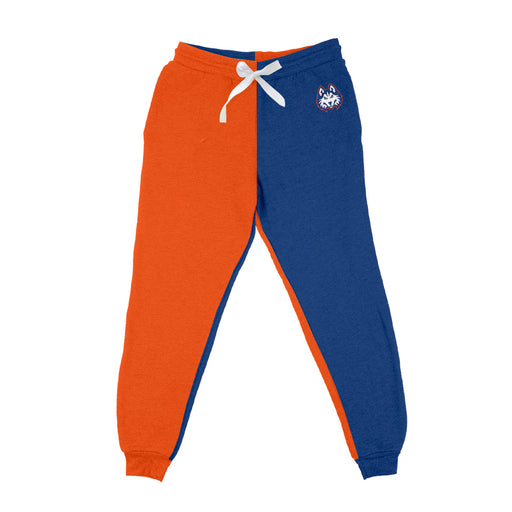 HCU Houston Christian Huskies Vive La Fete Color Block Womens Blue Orange Fleece Jogger