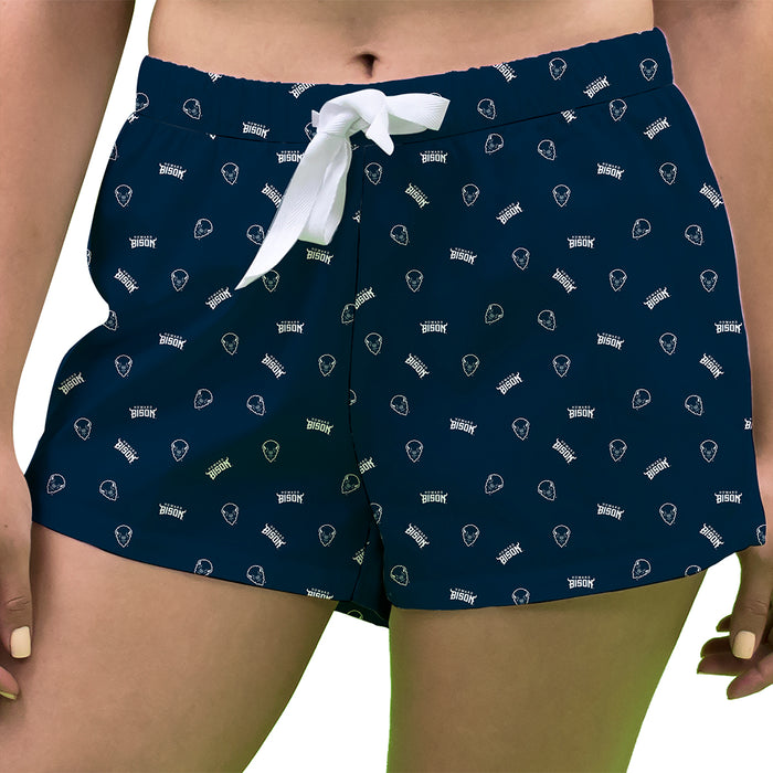 Howard Bison Vive La Fete Game Day All Over Logo Women Blue Lounge Shorts