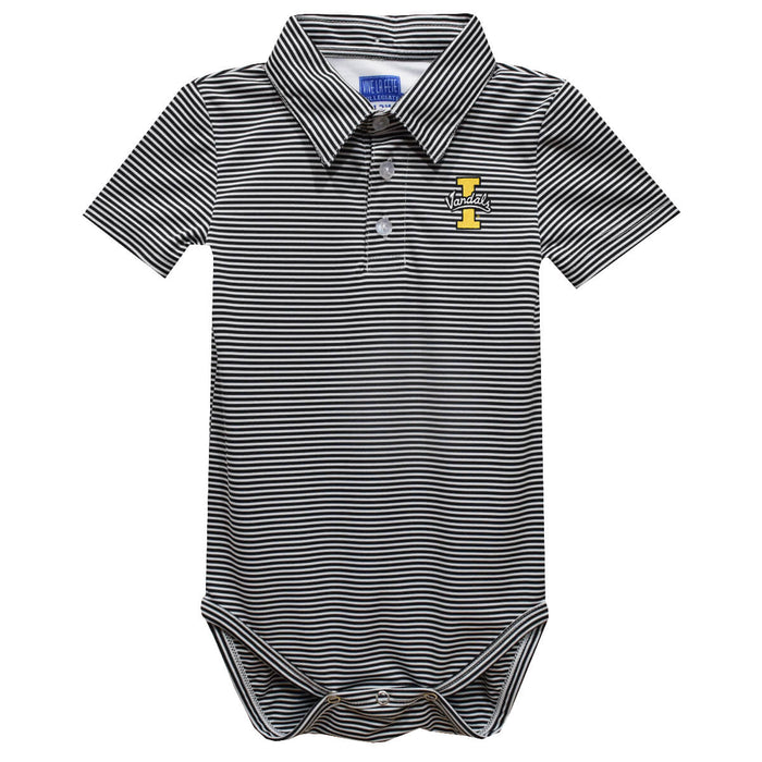 Idaho Vandals Embroidered Black Stripe Knit Boys Polo Bodysuit