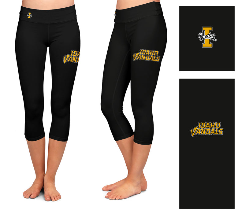 Idaho Vandals Vive La Fete Game Day Collegiate Large Logo on Thigh and Waist Girls Black Capri Leggings - Vive La Fête - Online Apparel Store