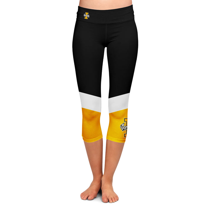 Idaho Vandals Vive La Fete Game Day Collegiate Ankle Color Block Women Black Gold Capri Leggings