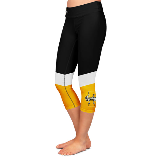 Idaho Vandals Vive La Fete Game Day Collegiate Ankle Color Block Women Black Gold Capri Leggings - Vive La Fête - Online Apparel Store