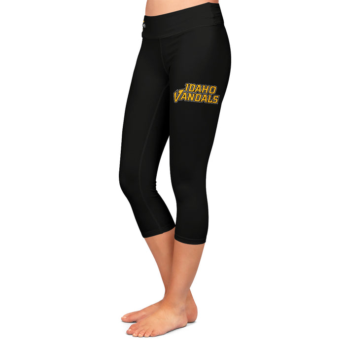 Idaho Vandals Vive La Fete Game Day Collegiate Large Logo on Thigh and Waist Women Black Capri Leggings - Vive La Fête - Online Apparel Store