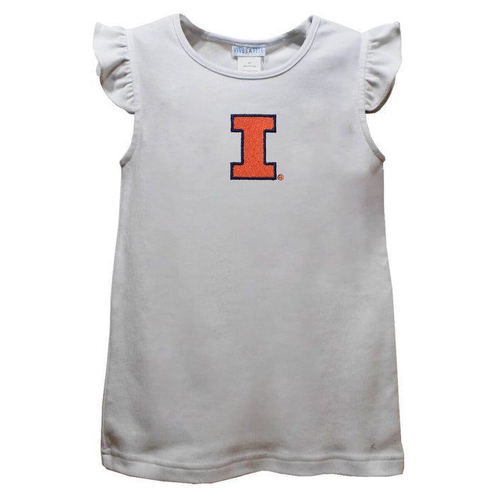 Illinois Fighting Illini Embroidered White Knit Angel Sleeve