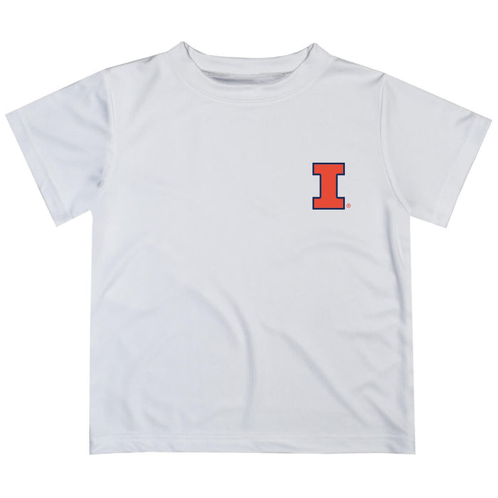 Illinois Fighting Illini Hand Sketched Vive La Fete Impressions Artwork Boys White Short Sleeve Tee Shirt