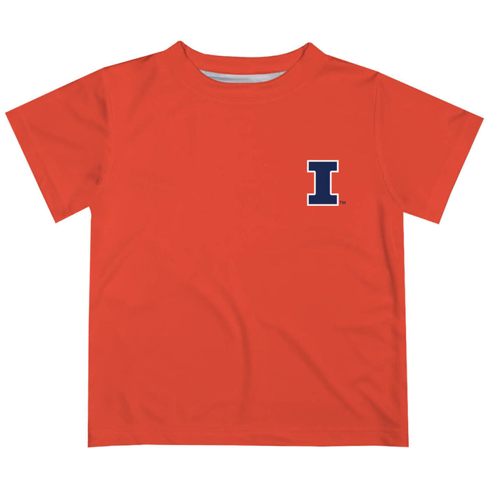 Illinois Fighting Illini Hand Sketched Vive La Fete Impressions Artwork Boys Orange Short Sleeve Tee Shirt