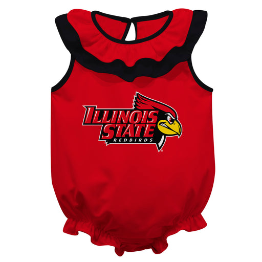 Illinois State University Redbirds Red Sleeveless Ruffle Onesie Logo Bodysuit