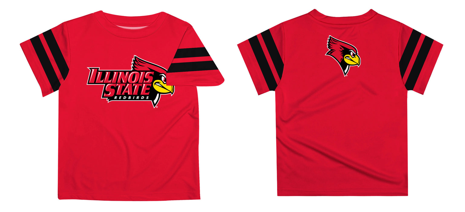 Illinois State University Redbirds Vive La Fete Boys Game Day Red Short Sleeve Tee with Stripes on Sleeves - Vive La Fête - Online Apparel Store