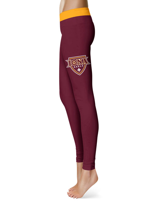 Iona College Gaels Vive La Fete Game Day Collegiate Large Logo on Thigh  Women Black Yoga Leggings 2.5 Waist Tights