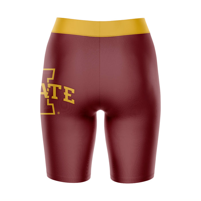 Iowa State Cyclones ISU Vive La Fete Game Day Logo on Thigh and Waistband Maroon and Gold Women Bike Short 9 Inseam - Vive La Fête - Online Apparel Store