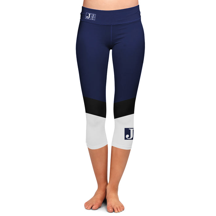 Jackson State Tigers JSU Vive La Fete Game Day Collegiate Ankle Color Block Youth Blue White Capri Leggings