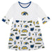 Kent State Golden Flashes 3/4 Sleeve Solid White Repeat Print Hand Sketched Vive La Fete Impressions Artwork on Skirt