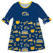 Kent State Golden Flashes 3/4 Sleeve Solid Blue Repeat Print Hand Sketched Vive La Fete Impressions Artwork on Skirt