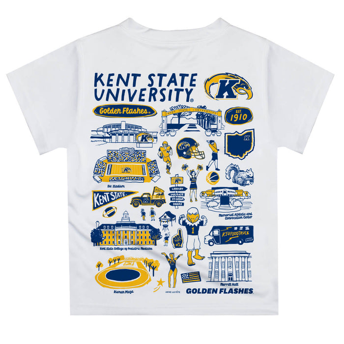 Kent State Golden Flashes Hand Sketched Vive La Fete Impressions Artwork Boys Gold Short Sleeve Tee Shirt - Vive La Fête - Online Apparel Store