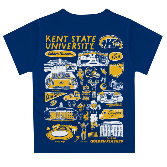 Kent State Golden Flashes Hand Sketched Vive La Fete Impressions Artwork Boys Gold Short Sleeve Tee Shirt - Vive La Fête - Online Apparel Store