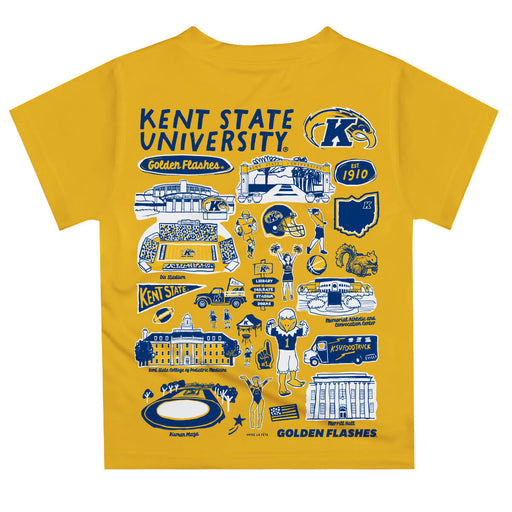 Kent State Golden Flashes Hand Sketched Vive La Fete Impressions Artwork Boys Gold Short Sleeve Tee Shirt - Vive La Fête - Online Apparel Store