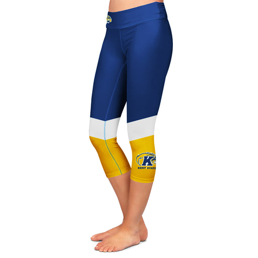 Kent State Golden Flashes Vive La Fete Game Day Collegiate Ankle Color Block Women Blue Gold Capri Leggings - Vive La Fête - Online Apparel Store