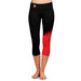 Louisiana Ragin Cajuns  Vive La Fete Game Day Collegiate Leg Color Block Women Black Red Capri Leggings