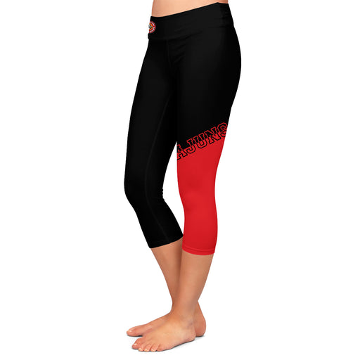 Louisiana Ragin Cajuns  Vive La Fete Game Day Collegiate Leg Color Block Women Black Red Capri Leggings - Vive La Fête - Online Apparel Store