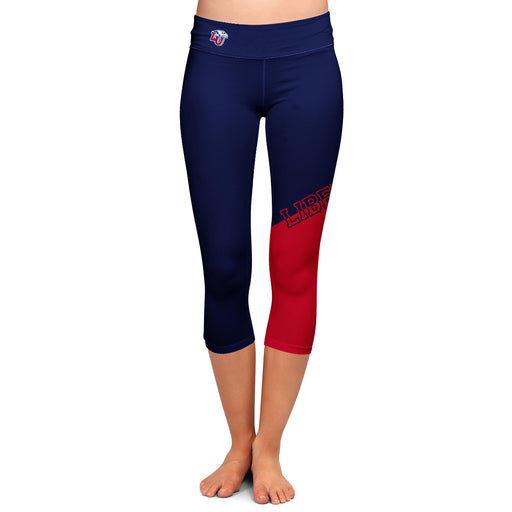 Liberty Flames Vive La Fete Game Day Collegiate Leg Color Block Women Blue Red Capri Leggings